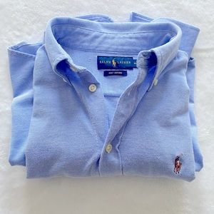 Ralph Lauren Womens Knit Oxford Shirt Blue